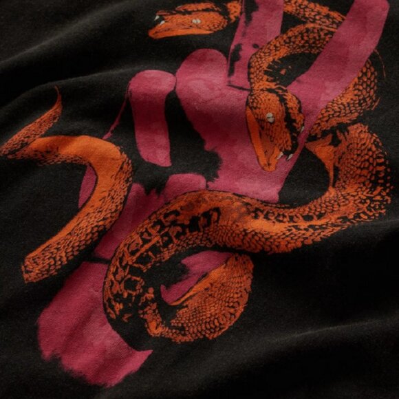 John Varvatos Men's Short Sleeve Peace Sign Snake Graphic Crew T-Shirt Black - Picture 4 of 7